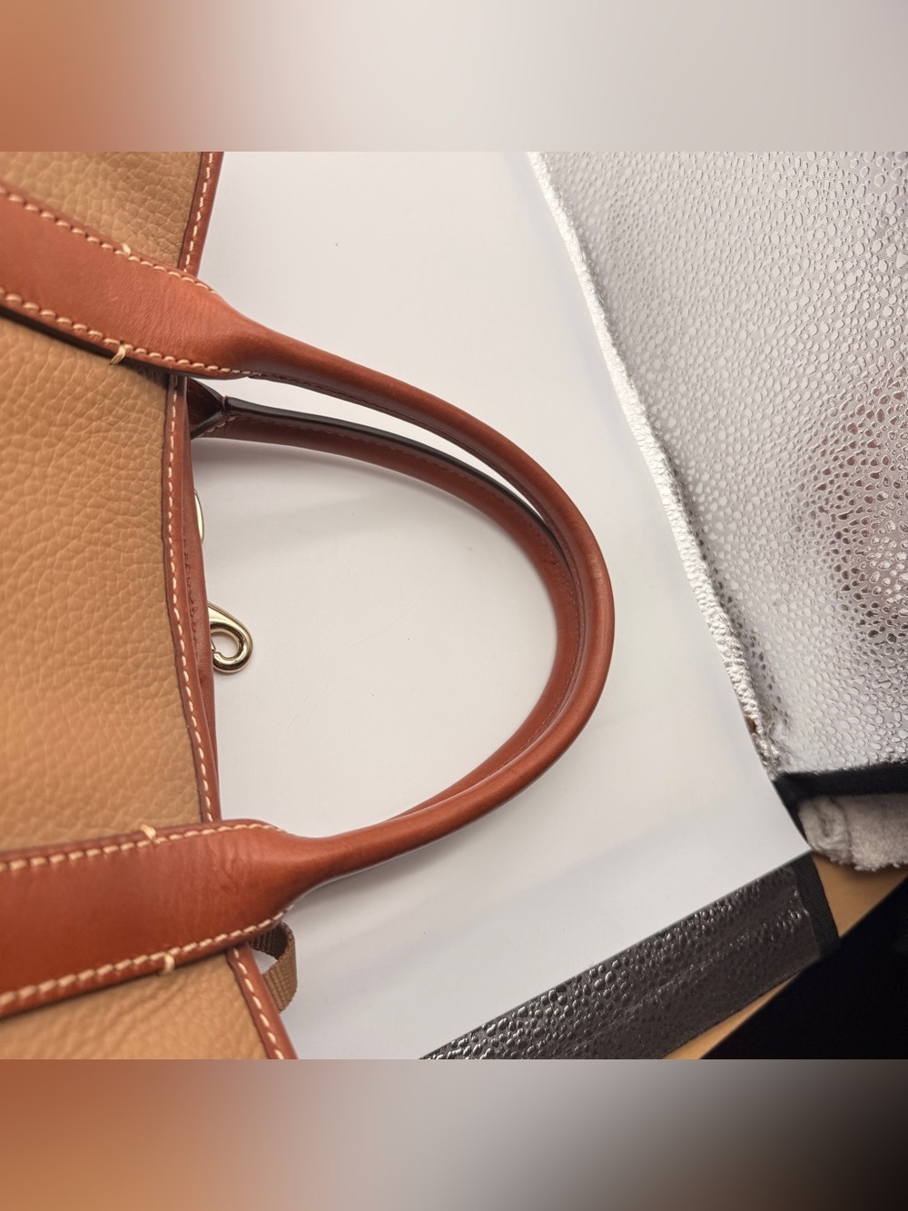 Dooney & Bourke Pebble Leather Brielle Satchel Tote Bag Caramel Brown NWOT - Picture 12 of 15